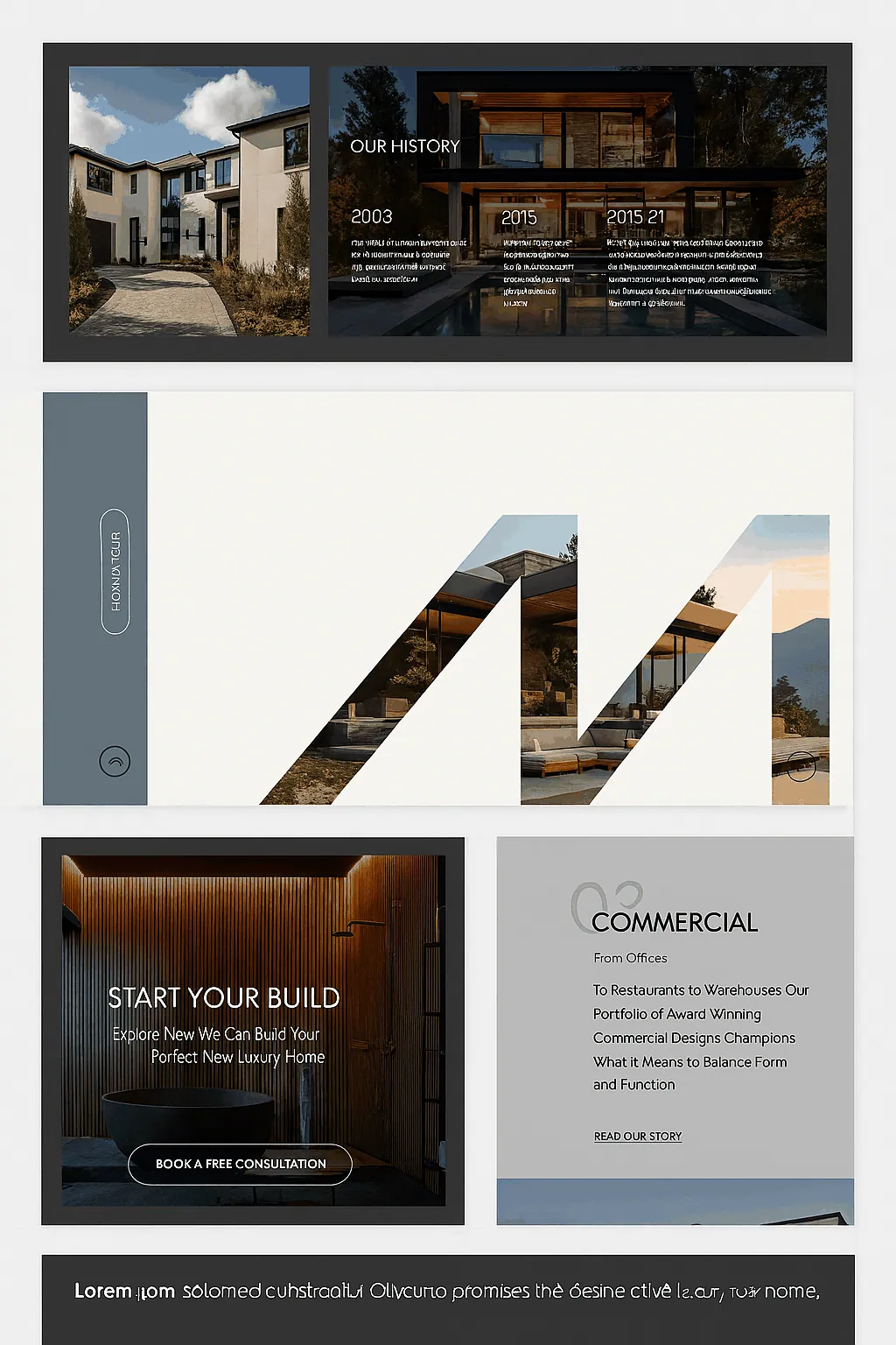 A visual mockup created by a website marketing company, showcasing luxury construction branding, modern web design, and strategic layout for custom builders.