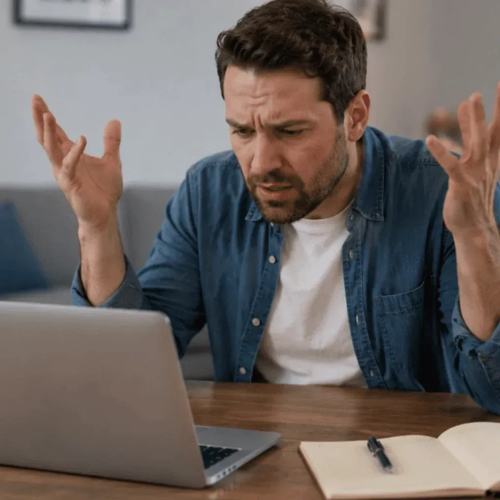 Valpo Agency why tree service website not ranking guide showing frustrated owner checking Google results