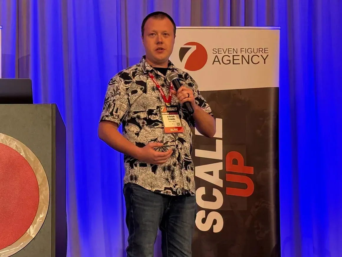 Alistair speaking at an industry event
